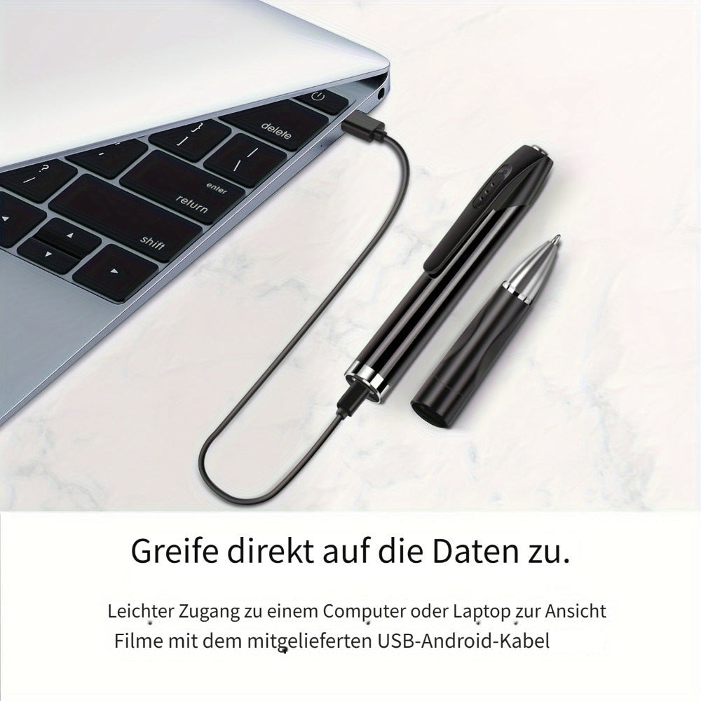 Grabadora de Video Inteligente con Cámara en Forma de Bolígrafo 1080P, Batería Portátil Integrada, Detección de Movimiento AI, Larga Autonomía, Grabación de Reuniones y Conferencias, Compatible hasta Tarjeta SD de 256G