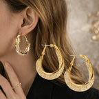 Aros de Oro Chapado en 14K para Mujer – Aros Brillantes y Texturizados, Joyería Elegante para el Día a Día, Fiestas, Bodas y Regalos