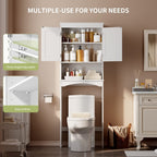 Elegante estante de almacenamiento sobre el inodoro con 3 estantes ajustables, armario de baño independiente (167 X 60 X 23 Cm) con puertas dobles, maximiza el espacio y la organización en blanco