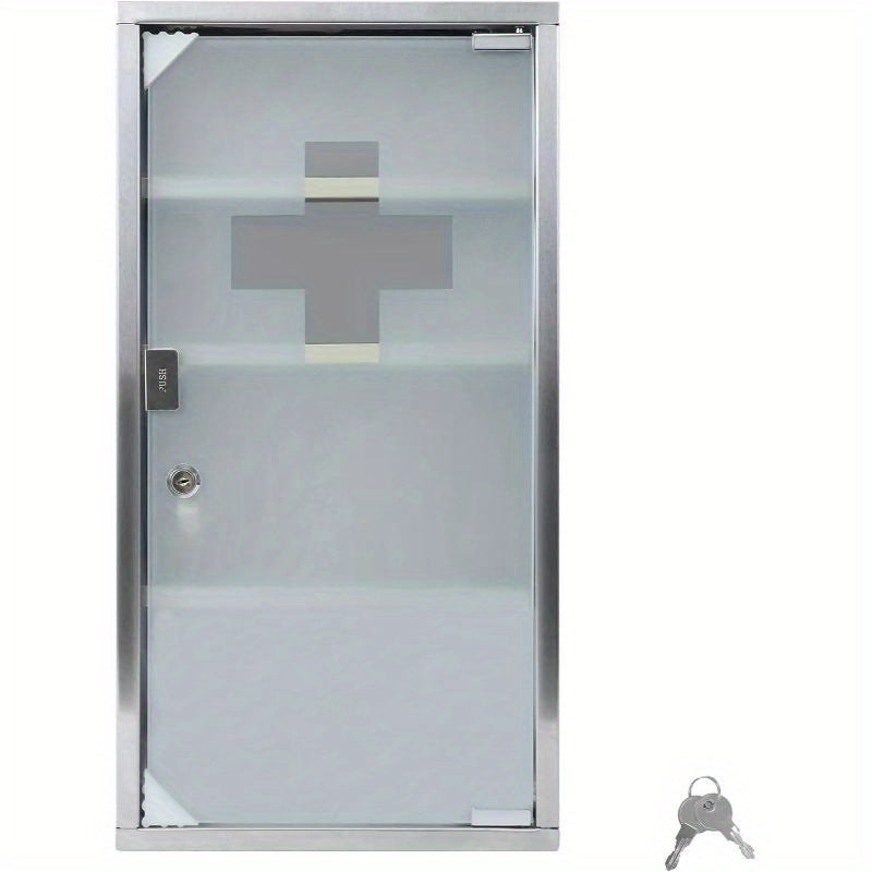 Botiquín con compartimentos, botiquín hecho de vidrio esmerilado con puerta magnética y caja de medicamentos para colgar llaves