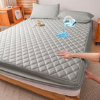 Protector de colchón acolchado impermeable refrescante de verano, 1 pieza, funda de cama ajustada ultrasuave y transpirable con bolsillo profundo, ropa de cama hipoalergénica y lavable a máquina para dormitorio, hotel y residencia de estudiantes, sin fund