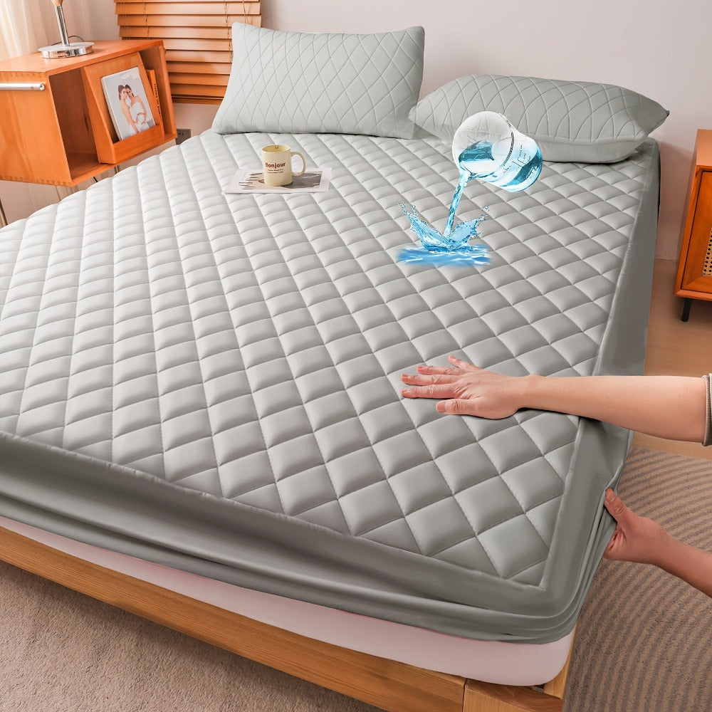 Protector de colchón acolchado impermeable refrescante de verano, 1 pieza, funda de cama ajustada ultrasuave y transpirable con bolsillo profundo, ropa de cama hipoalergénica y lavable a máquina para dormitorio, hotel y residencia de estudiantes, sin fund