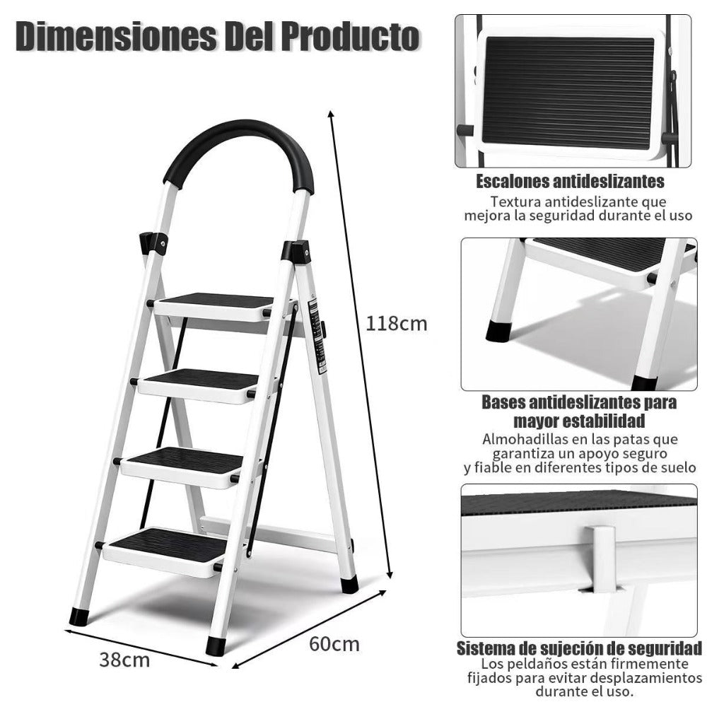 Escalera plegable doméstica de acero aleado con pasamanos antideslizante