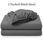 Juego de 2 Sábanas Ajustables, Faldón de 30 cm, Hipoaergénicas, Transpirables, Adecuadas para Dormitorios, Residencias y Habitaciones de Invitados, Lavables a Máquina, Esquinas Elásticas, Adecuadas para Todas las Estaciones, Funda Nórdica No Incluida, Reg