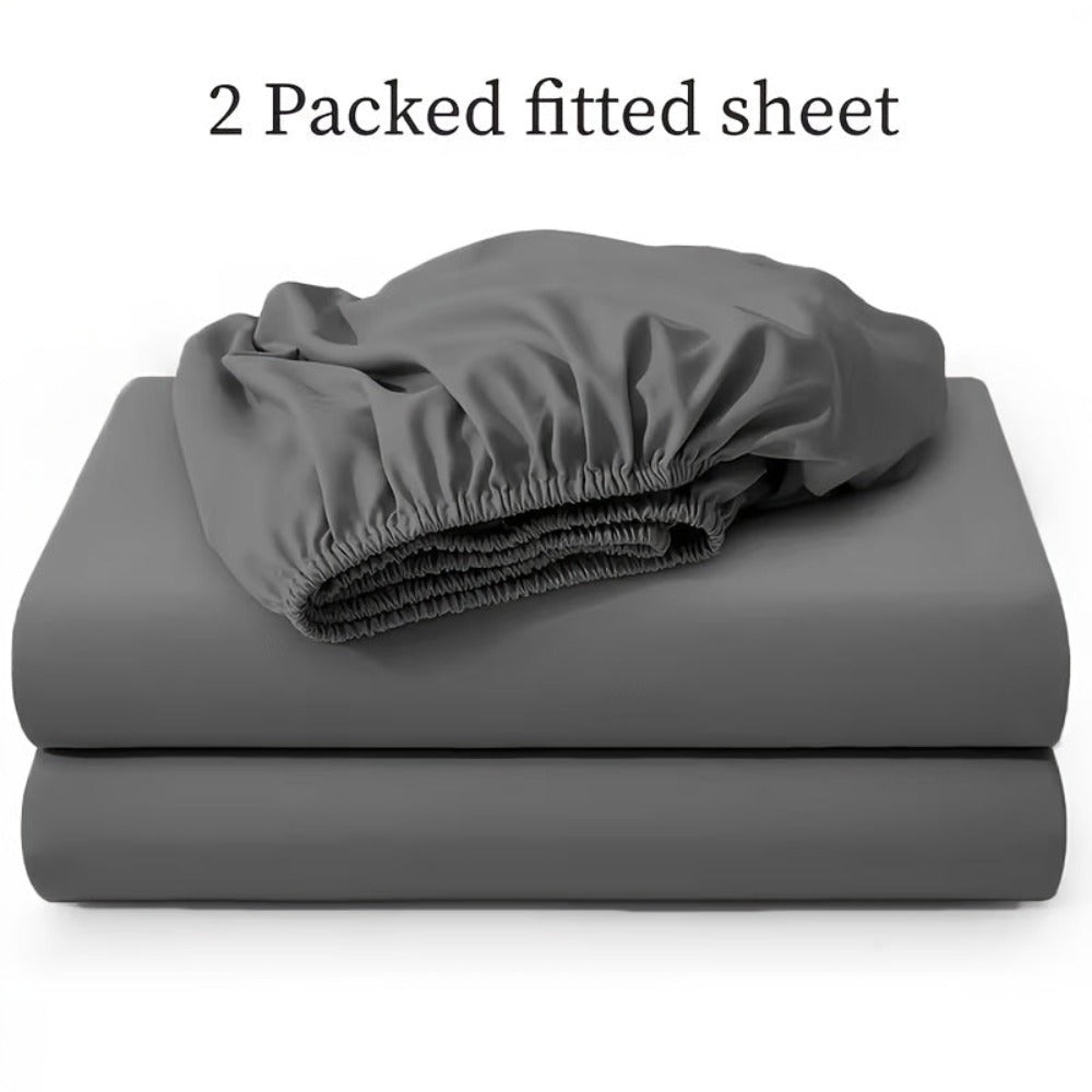 Juego de 2 Sábanas Ajustables, Faldón de 30 cm, Hipoaergénicas, Transpirables, Adecuadas para Dormitorios, Residencias y Habitaciones de Invitados, Lavables a Máquina, Esquinas Elásticas, Adecuadas para Todas las Estaciones, Funda Nórdica No Incluida, Reg