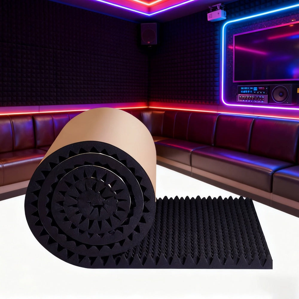 Espuma Acústica de 20 mm de Grosor, Panel de Pared Antiruido de Alta Densidad, Rollo Absorbente de Sonido, Tablero Antiruido, Material Especializado para Estudios de Grabación KTV, Aislante Acústico Autoadhesivo de Espuma Hueca