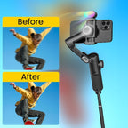 Estabilizador cardán AOCHUAN en forma de 7 de 3 ejes para smartphone, aplicación AOCHUAN, antivibración, enfoque/zoom de precisión, seguimiento de rostro/objeto, varilla plegable extensible de 73 cm, luz RGB, múltiples modos de fotografía, adecuado para v