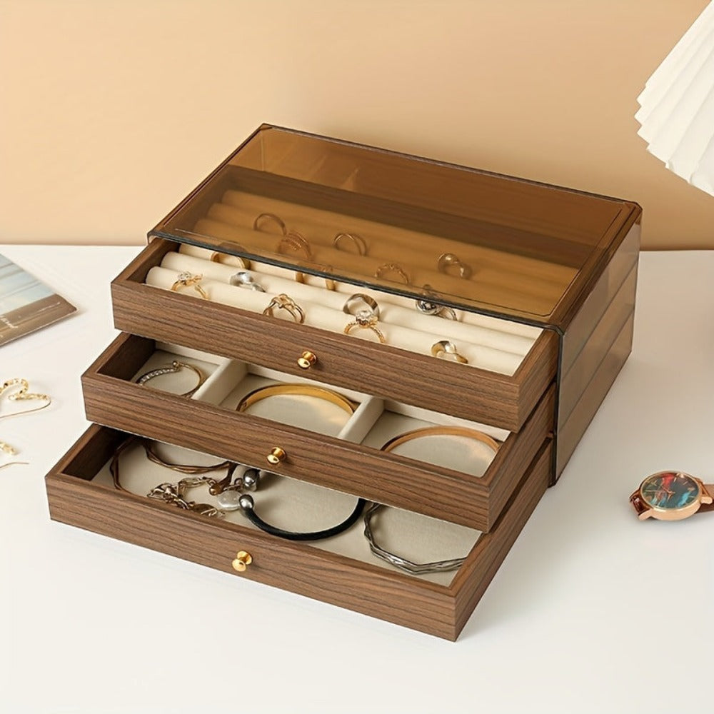 Caja de Almacenamiento para Joyas, Joyero para Mujer, Navidad, Día de San Valentín, Cumpleaños, Día de la Madre, Caja de Regalo de Joyas de 3 Capas - Suministros para Exhibición y Empaque de Joyas