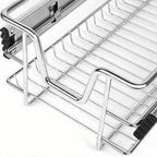 2 cajones telescópicos para cajones de cocina para estantes de cocina Plata Acero inoxidable macizo Tirador para armario extraíble Armario de cocina