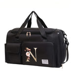 Bolsa de viaje, maleta, bolsa de viaje floral con letras, gran capacidad con múltiples compartimentos y sección para zapatos, regalo de San Valentín para mamá, maestra, mejor amiga, enfermera, correa de hombro ajustable, para ropa, cosméticos, portátil, i