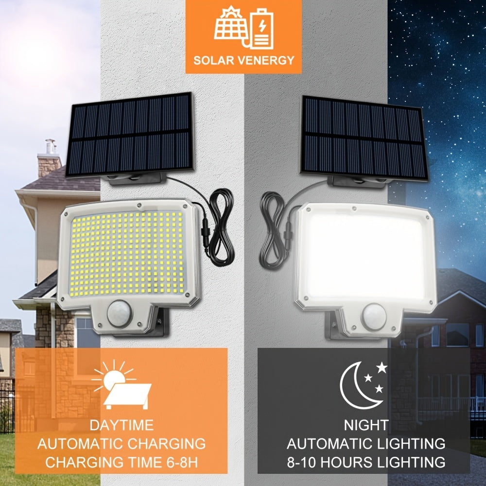 Luz solar LED con sensor de movimiento 4 piezas | Para jardín, patio, garaje y seguridad exterior