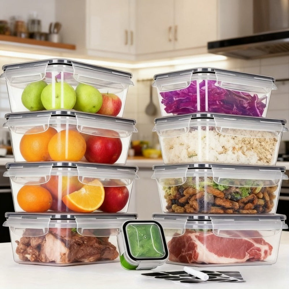 26 Piezas de Recipientes para Almacenar Alimentos, Caja de Salsas Apilable, Juego de Tazones de Cocina (13 Cajas + 13 Tapas) - Contenedores de Plástico Herméticos con Tapas - Aptos para Microondas y Congelador, Cajas para Almuerzo