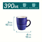 6 tazas de café multicolor de arcilla, tazas pintadas a mano de 390 ml para té, leche, cappuccino