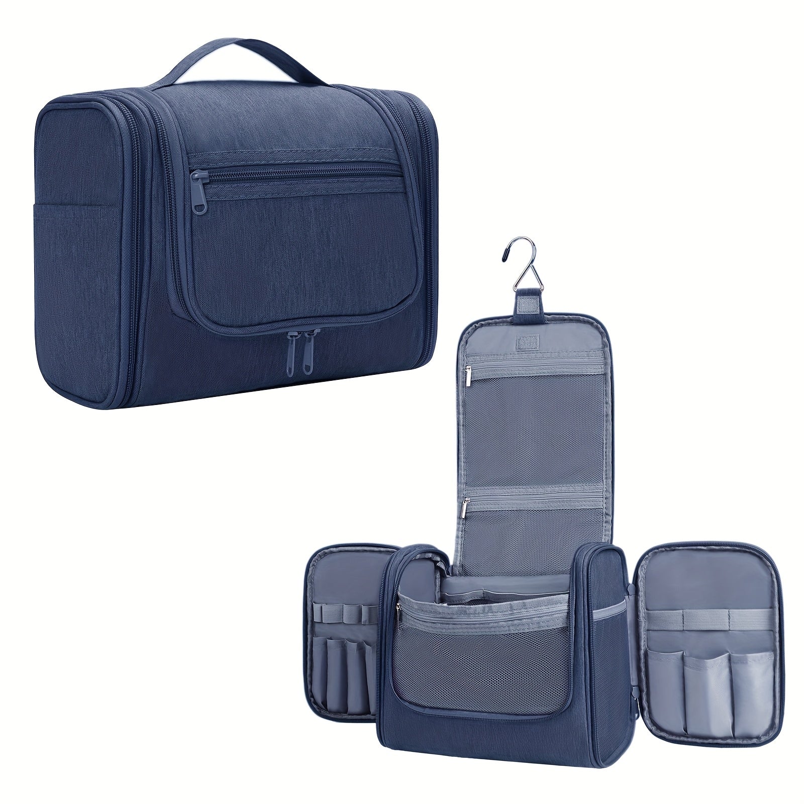 Bolsa de Aseo Colgante con Múltiples Bolsillos y Gancho, Organizador de Maquillaje Elegante para Mujeres y Hombres, Cierre de Cremallera Duradero, Diseño con Asa Superior, Bolsa de Viaje para Aseo, Regalo de Navidad