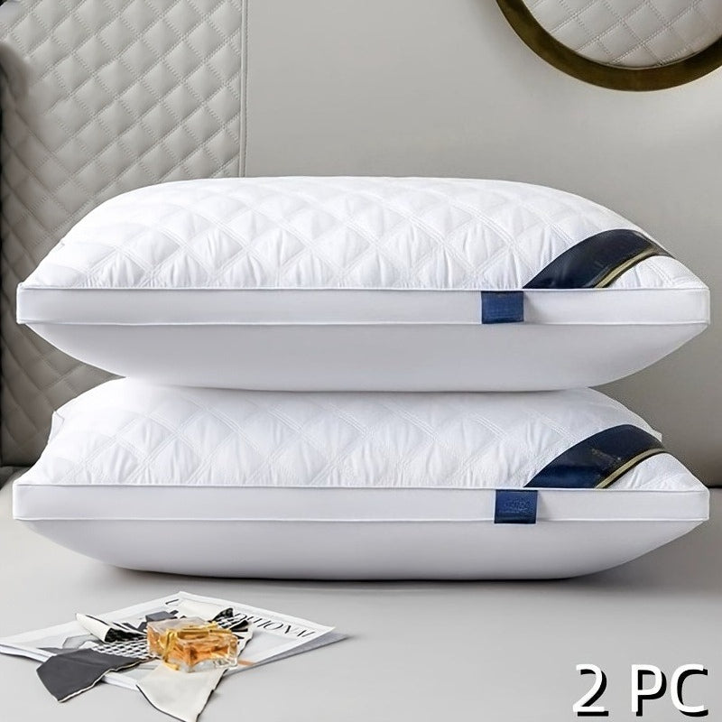 Juego de 2 almohadas de cama de calidad hotelera – Almohadas de apoyo suaves y respetuosas con la piel con alta resiliencia, comodidad transpirable para quienes duermen de lado, boca arriba y boca abajo, almohadas de cama para toda estación, acogedor rega