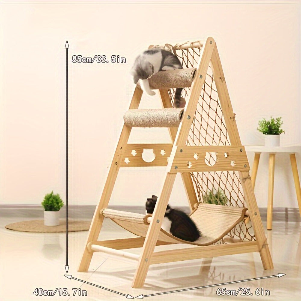 Rascador para gatos | Torre para Gatos Adecuada para Interiores, Centro de Actividades de Múltiples Pisos con 2 Postes para Rascar, Cama para
