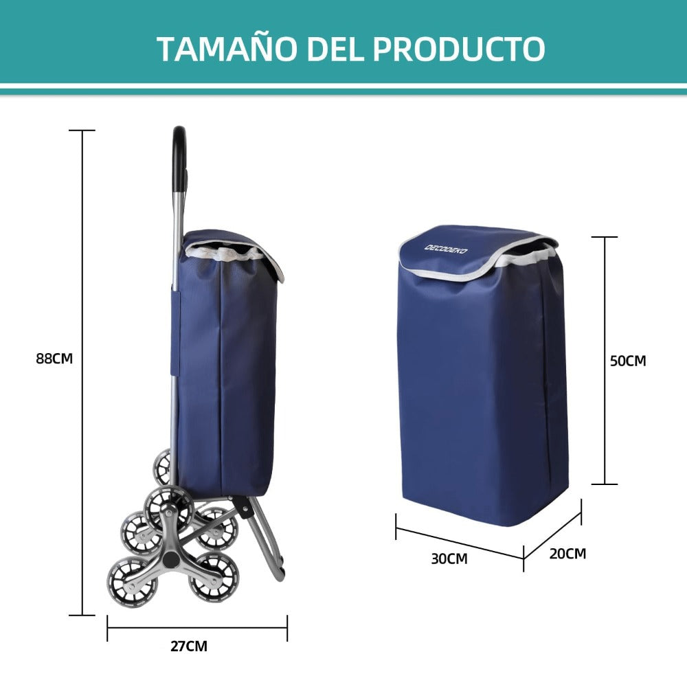 Carrito Compra Plegable de Aluminio, Carro de la compra plegable, tela Oxford bolsa, bolsa de la compra extraíble con ruedas, Carro de la Compra 6 Ruedas con Bolsa Oxford Desmontable, 88 x 33 x 27 cm, 23L.