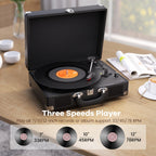Tocadiscos Clásico Maio C200, Reproductor de Vinilo, Plancha de Discos, Unidad de Tocadiscos, Estéreo de Alta Calidad, Altavoz Integrado, 3 Velocidades, Tocadiscos Clásico con Transmisión por Correa, Salida de Audio de 3.5 mm, Compatible con Altavoces Ext