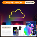 Tira de luz LED neón de 5M/10M/15M/20M/30M, 24V, control remoto/aplicación, tira de luz RGB flexible, IP67, ideal para dormitorio, habitación y decoración exterior
