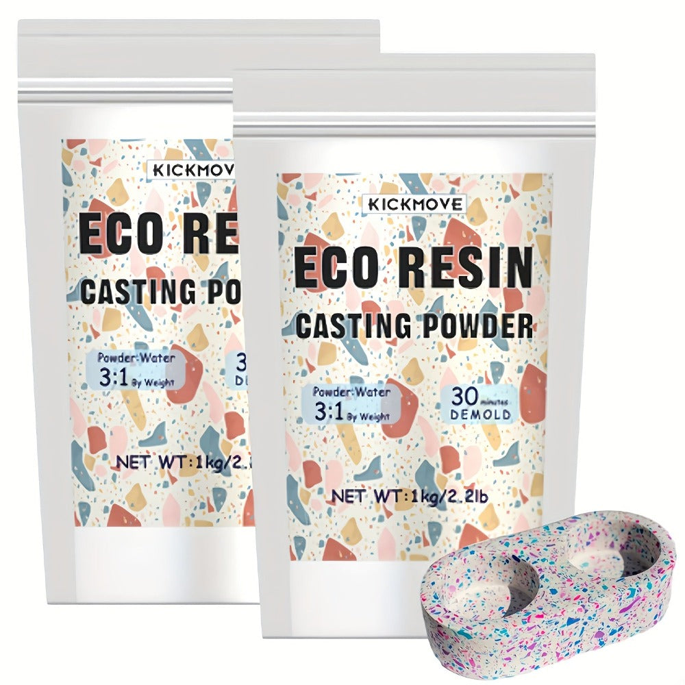 Polvo de Resina para Fundición 2000g, Kit de Resina Ecológica de Secado Rápido para Principiantes, Desmolde en 20-30 Minutos, Polvo de Yeso Activado con Agua Fácil de Mezclar para Artesanías, Escultura, DIY y Arte en el Hogar