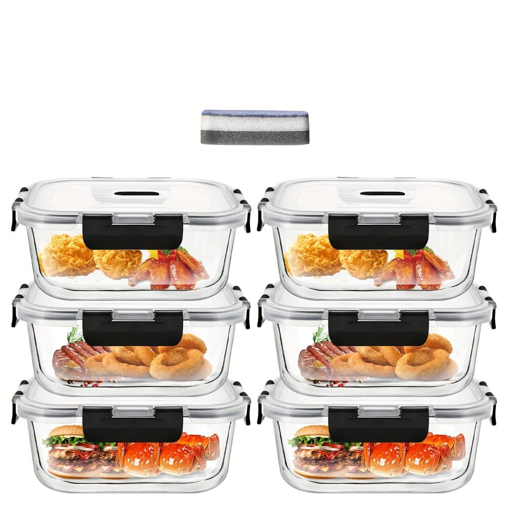 Contenedores Herméticos para Alimentos con Tapas - 6 Piezas de 1040 ml y 6 Piezas de 800 ml, Recipientes de Vidrio para Preparación de Comidas, Contenedores Reutilizables, Recipientes de Vidrio con Tapas, Contenedores para Alimentos