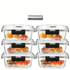 Contenedores Herméticos para Alimentos con Tapas - 6 Piezas de 1040 ml y 6 Piezas de 800 ml, Recipientes de Vidrio para Preparación de Comidas, Contenedores Reutilizables, Recipientes de Vidrio con Tapas, Contenedores para Alimentos