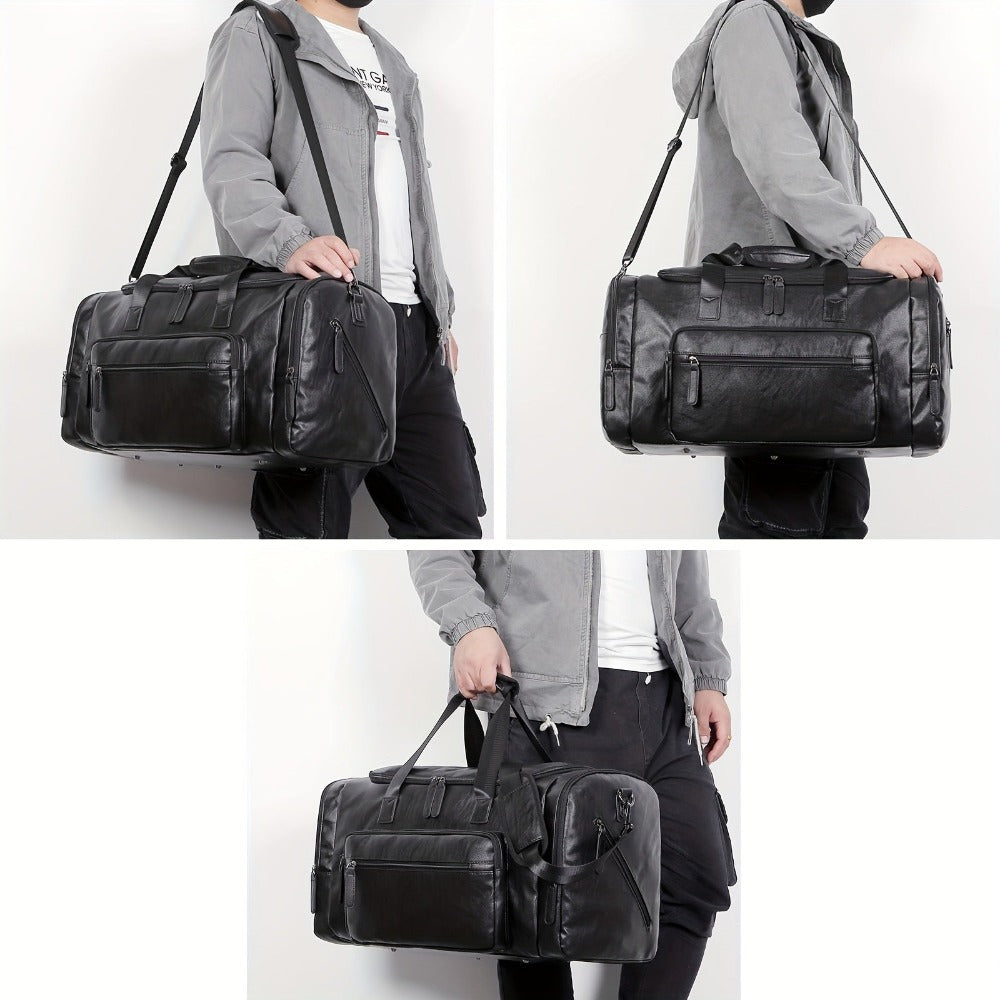 Bolsa de Viaje Vintage para Hombre - 40L Gran Capacidad con Múltiples Bolsillos Laterales, Asas Dobles de Hombro/Tote y Correa Ajustable, Aprobada para Debajo del Asiento en Aviones para Viajes de Negocios (Burgundy/), Equipaje para Viajes, Cierre de Crem