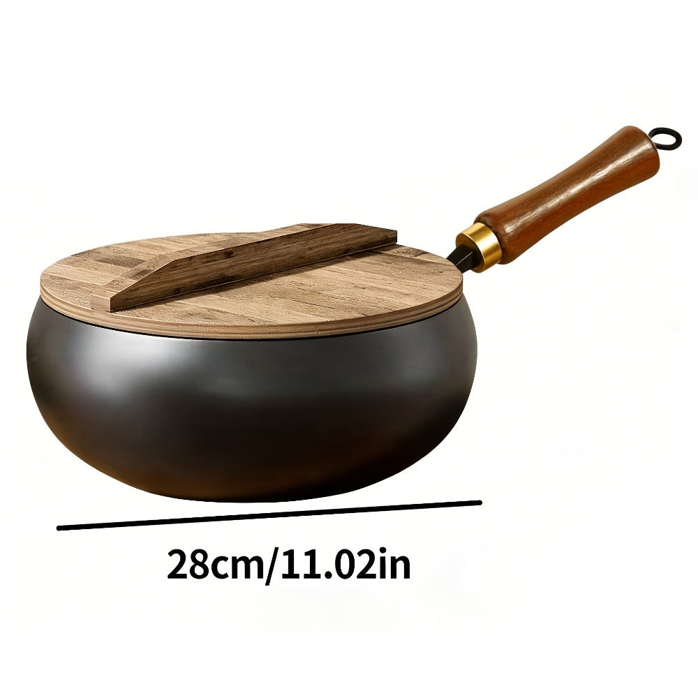 Olla de trabajo antiadherente de 27.94cm con conducción rápida del calor y fuerte retención de calor, equipada con asas resistentes al calor, versátil para saltear, sopas, estofados y freír, olla adecuada, sartén