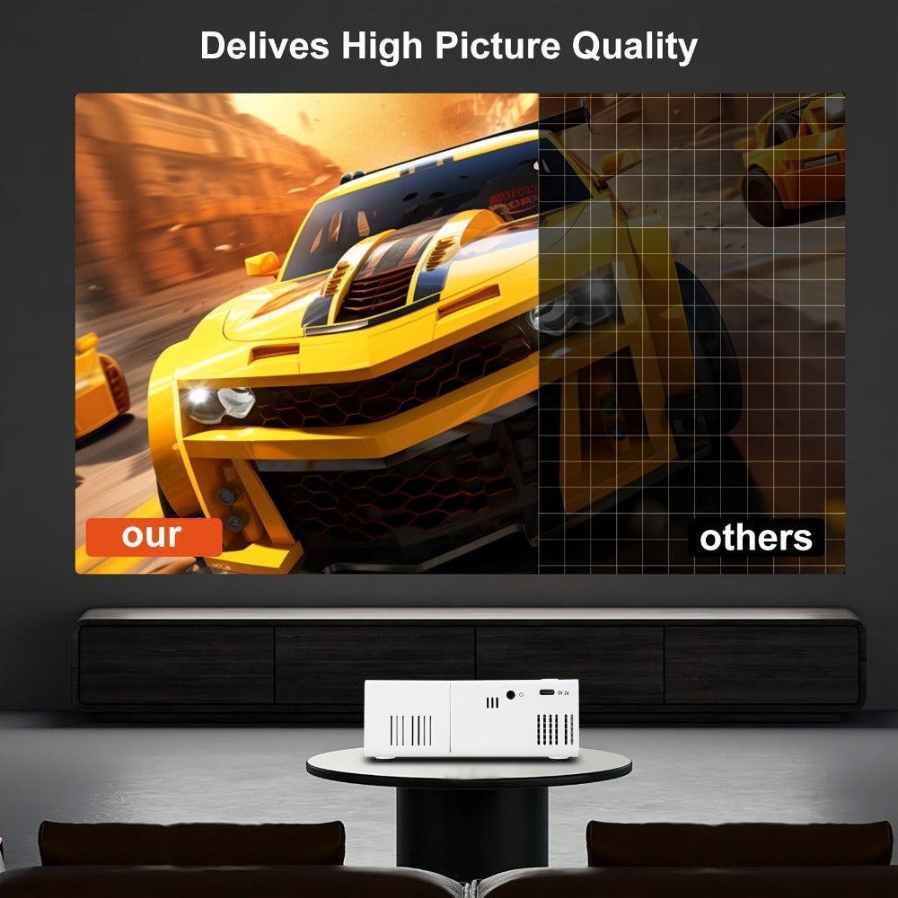 Mini Proyector HD Compacto para Cine en Casa y Camping, Compatible con 1080P, Alimentado por USB, Diseño Portátil con Pantalla LCD, Perfecto para Uso en Interiores y Exteriores