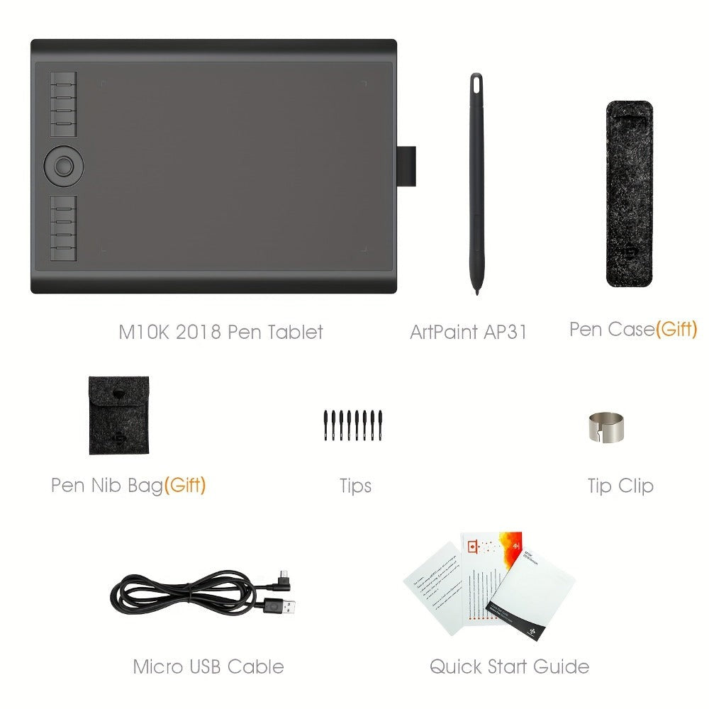 GAOMON M10K Tableta Gráfica Profesional Grande Compatible con Mac y PC, Mesa de Dibujo Grande con Lápiz Óptico sin Batería, 8192 Niveles, 10 Teclas de Acceso Rápido, - Adecuada para Arte Digital, Edición de Fotos, Diseño, para Uso de Oficina