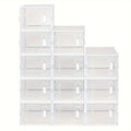 Caja de zapatos apilable, caja de zapatos con puerta magnética, caja de plástico para guardar zapatos, organizador de zapatos plegable para tamaños inferiores a 42, 35X19X25 cm