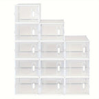 Caja de zapatos apilable, caja de zapatos con puerta magnética, caja de plástico para guardar zapatos, organizador de zapatos plegable para tamaños inferiores a 42, 35X19X25 cm