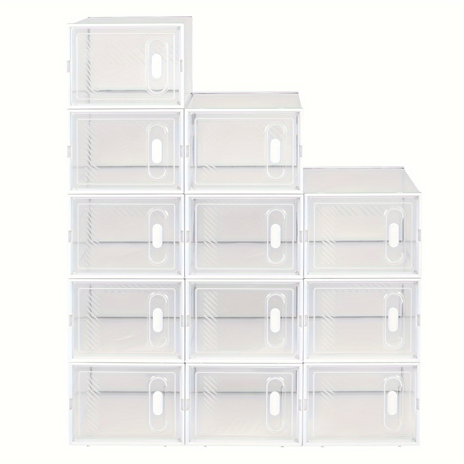 Caja de zapatos apilable, caja de zapatos con puerta magnética, caja de plástico para guardar zapatos, organizador de zapatos plegable para tamaños inferiores a 42, 35X19X25 cm