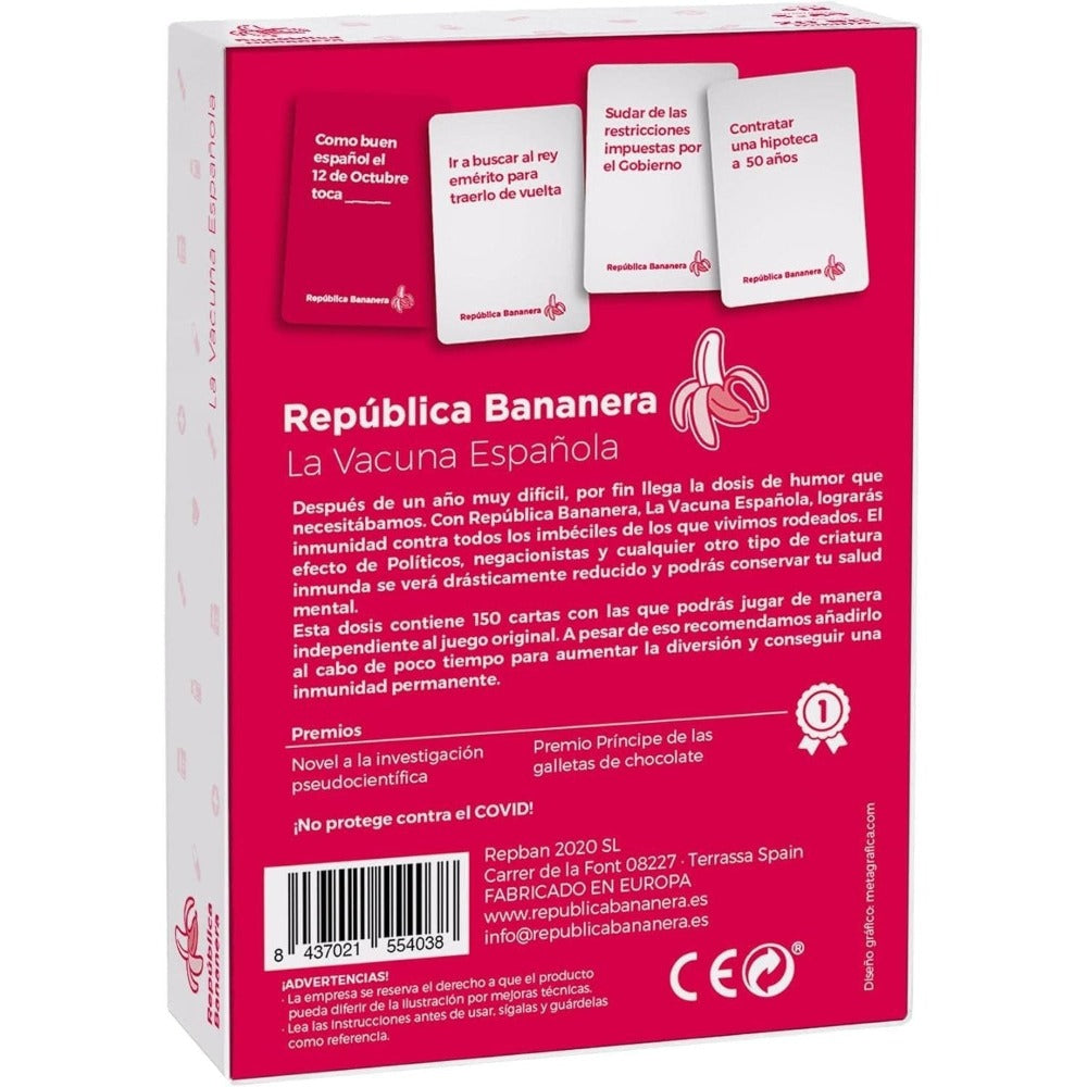Juego de Mesa La Vacuna Española - REPUBLICA BANANERA – Cartas Divertidas para Adultos y Amigos | Humor, Estrategia y Risas Garantizadas en Fiestas