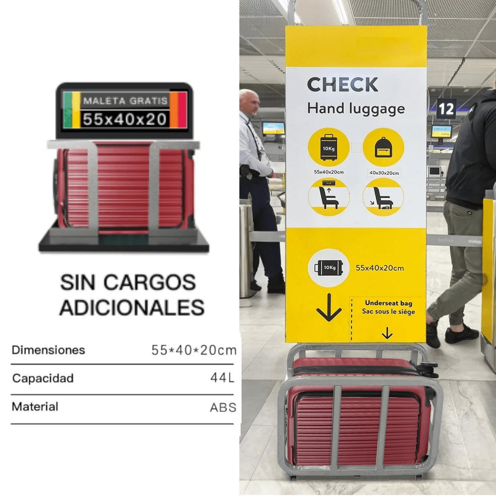Una Maleta Cabina 55x35x20 Cm. , Equipaje Rígido Expandible De Material ABS, Con Ruedas Giratorias Desmontables Y Cerradura De Combinación, Que Cumple Con La Norma De Equipaje De Mano De 55x40x20 Cm. Ideal Para Adolescentes, Imprescindible Para Viajes En