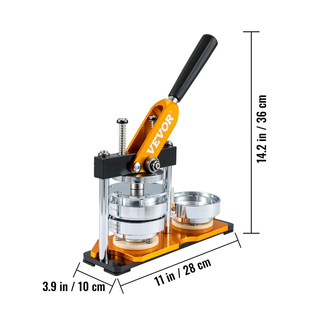 Máquina para hacer botones VEVOR, kit de prensa para hacer insignias de 75 mm (3 pulgadas), máquina para hacer pines de regalo para niños, suministros para hacer botones con 500 piezas de botones y cortador de círculos & libro mágico