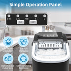 Máquina de cubitos de hielo LEENON, productora de cubitos de hielo de 12 kg, 8 cubitos listos en 6 minutos, máquina de cubitos de hielo negra con asa portátil, 12 kg/24 H, máquinas de cubitos de hielo autolimpiables