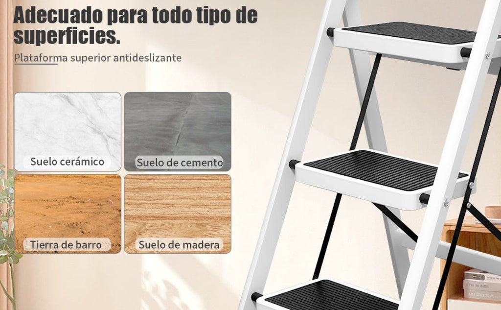 Escalera plegable doméstica de acero aleado con pasamanos antideslizante