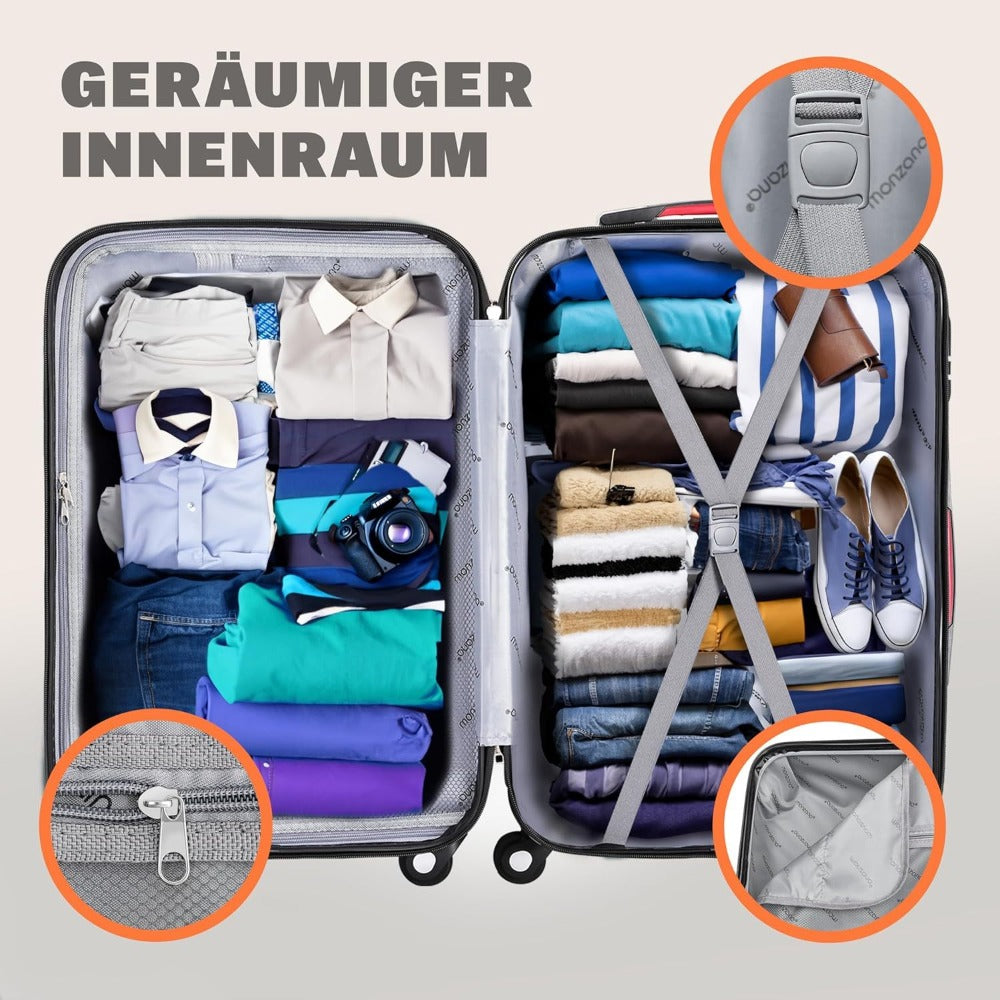 MONZANA® Maleta Rígida Baseline XL Color Negro Equipaje de viaje 90L peso 3,5Kg con ruedas 360° trolley 2 asas valija