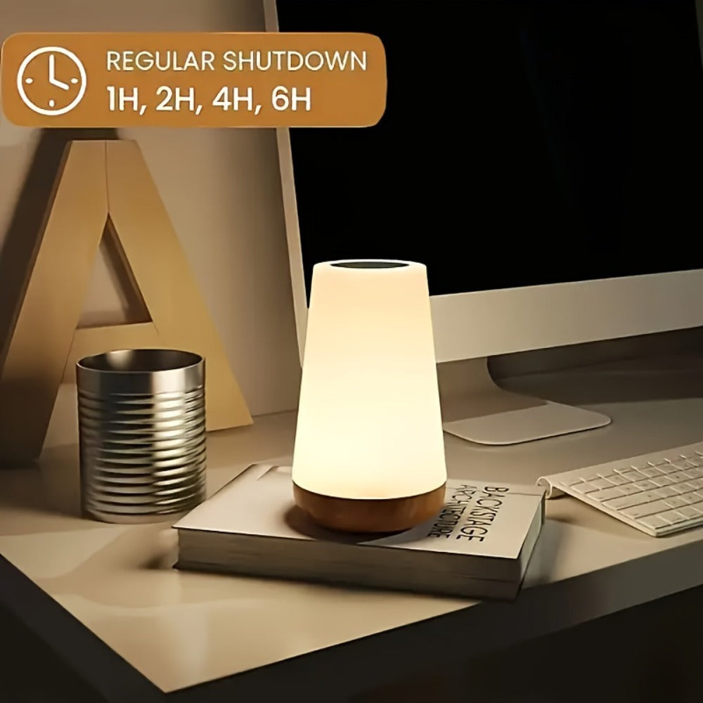 1/2pcs Lámpara Nocturna LED RGB con Acabado de Madera, Lámpara de Noche con Sensor Táctil, 13 Colores, Cambio de Color, Regulable, Sin Control Remoto, Función de Temporizador, para Dormitorio, Sala de Estar, Lámpara Nocturna Portátil, con Múltiples Modos