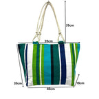 TOTE BAG Grande Rayas Multicolor – BOLSO DE PLAYA de Lona con Asas de Cuerda, Capacidad Extra, 6 Colores Disponibles