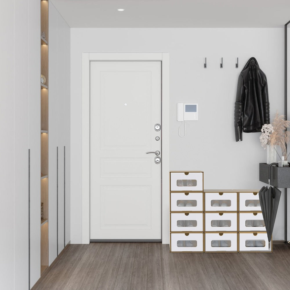 Caixas Rectangulares Apilables con Cajón Extraíble y Ventana Transparente, Organizador de Papel Kraft para Zapatos, Ropa y Accesorios (10pcs/20pcs)