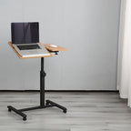 Escritorio Ajustable para Laptop, 60 X 34.5 X 58-90 Cm, Mesa Plegable para Cama, Mesa de Sofá con Ruedas, Soporte Elevable para Laptop Giratorio 360 Grados, Escritorio de Madera para Sofá y Laptop