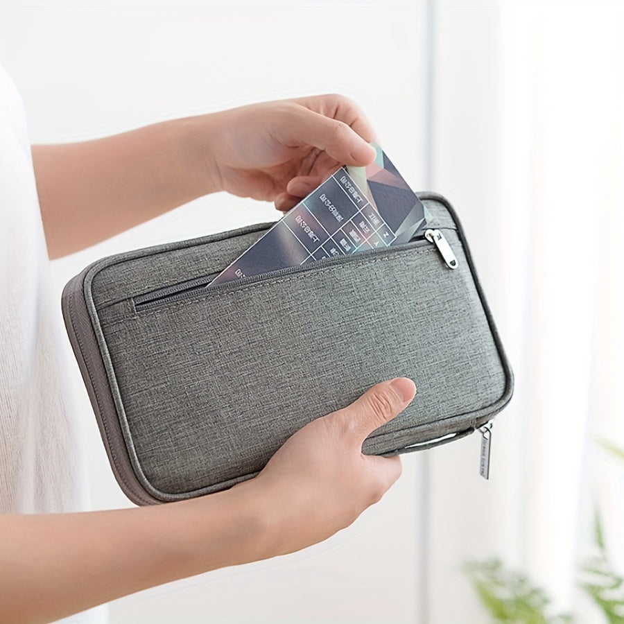 Bolso de Viaje Portátil para Avión, Bolso de Tarjetas de Textura Alta, Bolso de Pasaporte para Viajes de Negocios, Organizador de Documentos Cationico Multifuncional