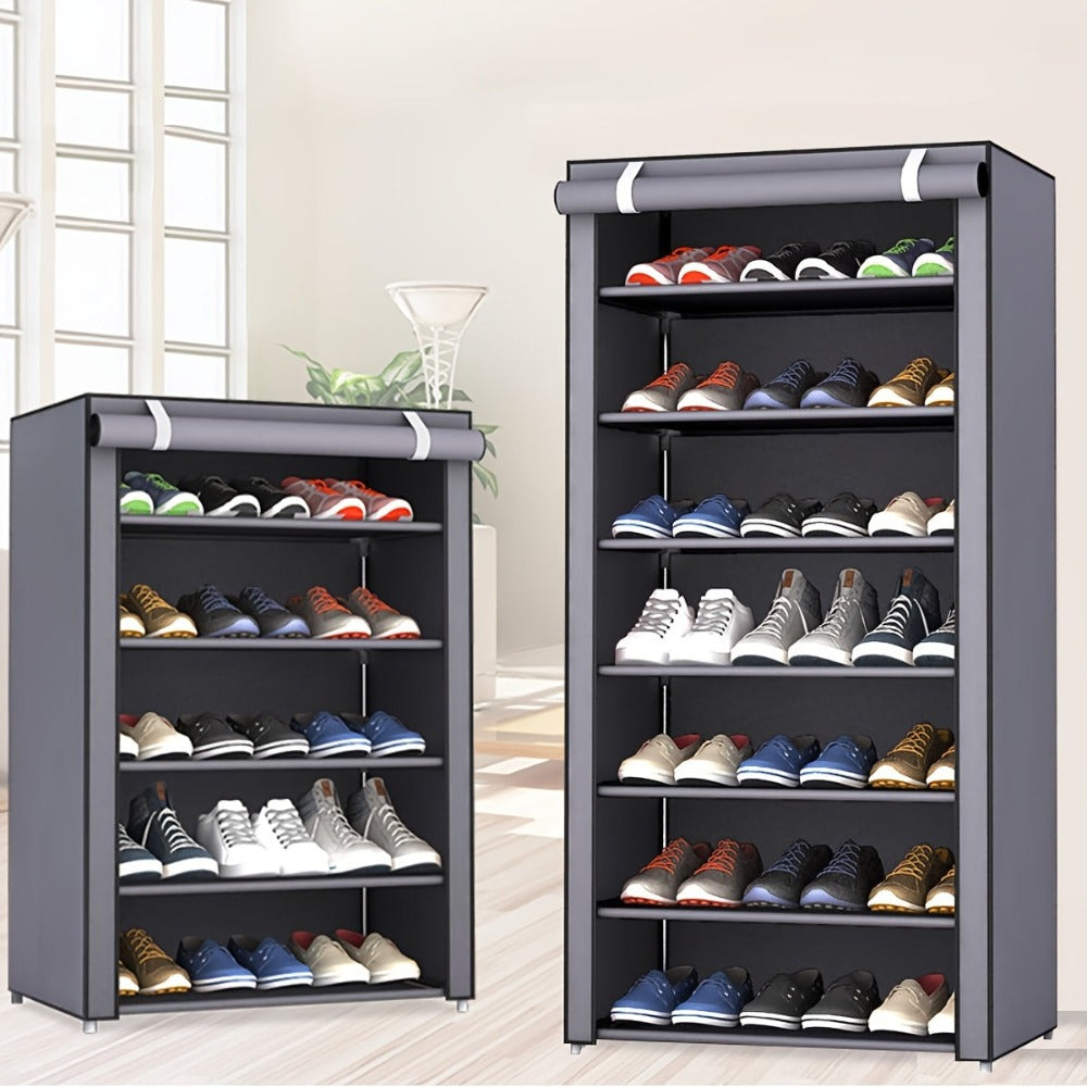 Organizador de Zapatos Resistente con Fácil Montaje - Construcción Robusta de Metal/Plástico, Diseño Vertical que Ahorra Espacio, Capacidad para 27-35 Pares (Tacones Altos, Botas, Zapatillas) - Zapatero Independiente para Entrada, Armario, Apartamento - N
