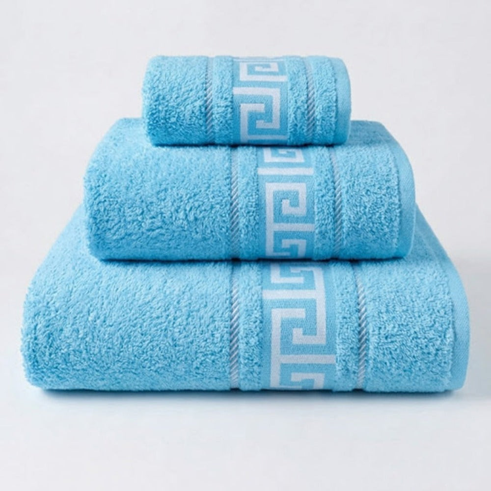 Juego de Toallas de Algodón 100% (3 Piezas) - Incluye Toalla de Tocador, Lavabo y Ducha | Tacto Suave, Ultra Absorbentes con Diseño Elegante de Lunares | Set Premium para Baño