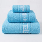 Juego de Toallas de Algodón 100% (3 Piezas) - Incluye Toalla de Tocador, Lavabo y Ducha | Tacto Suave, Ultra Absorbentes con Diseño Elegante de Lunares | Set Premium para Baño