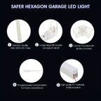 Paquete de 5/8 Lámparas de Techo LED Hexagonales - 280W 33600LM Ultra Brillantes Blanco Frío 6500K, Iluminación Exterior Moderna para Garaje, Taller, Estudio, Tienda de Detallado Automotriz - Duración Estimada, Fácil Instalación, Montaje