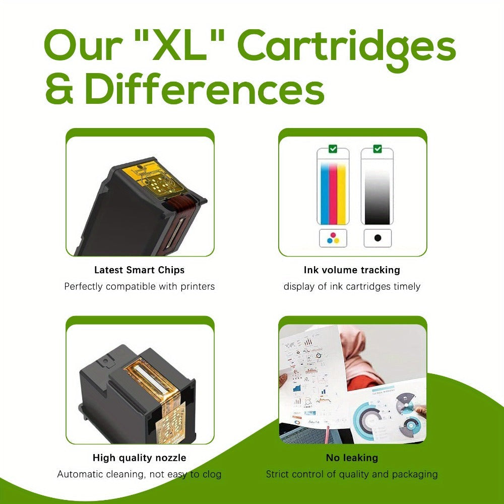 Paquete de 2 cartuchos de tinta compatibles 62XL 62 XL para impresoras HP 62, compatibles con Envy 5540 5544 5545 5548 5640 5646 7640 Officejet 200 5740 5742 5744 (Color Negro)