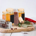 12/24 Frascos de Especias con Botellas de Aroma, Juegos de Frascos de Especias con Tapa de Madera, Juegos de Especias, Botella de Vidrio para Aroma de Especias, Almacenamiento y Organización de Cocina